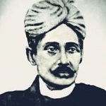 A digital portrait of Maniram Dewan, an Indian freedom fighter and Assam’s first tea planter, depicted wearing a white Gandhi cap and traditional attire.