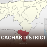 Map of Assam with Cachar District highlighted in red, showing its geographical location in the state.