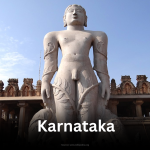 Monolithic statue of Lord Bahubali at Shravanabelagola, Karnataka.