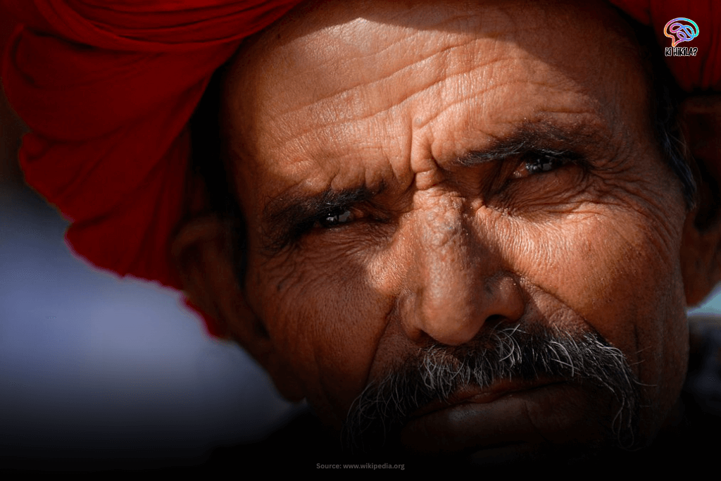 Rajasthan State Guide: Majestic Forts, Rich Heritage, and Key Facts for Students and Curious Minds Close-up of an elderly man from Rajasthan, India, wearing a traditional red turban.