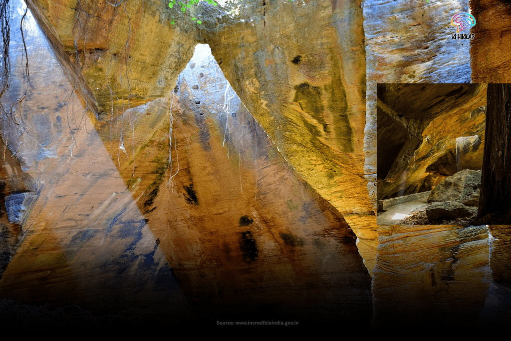 Dadra and Nagar Haveli and Daman and Diu: A Coastal Union Territory of Culture, History & Hidden Wonders Sunlight filtering through the unique rock formations of Naida Caves, a natural wonder in Dadra and Nagar Haveli and Daman and Diu.