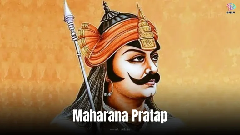 Maharana Pratap Jayanti: A vibrant painting of a warrior on horseback with a spear, adorned with a royal turban, against a golden sunset.