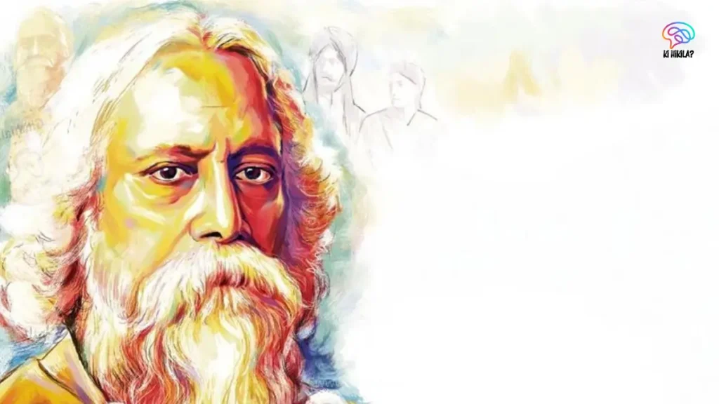 Legendary Rabindranath Tagore Biography: India’s Nobel Laureate and Renaissance Icon Pretorius 188 A colorful painting of Rabindranath Tagore with other figures in the background.