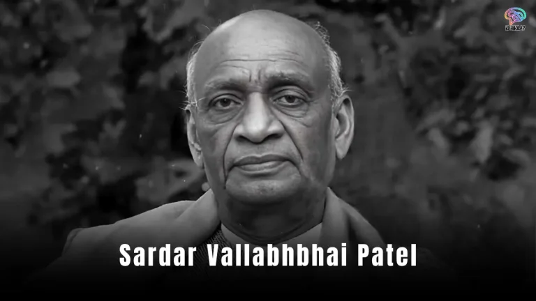 Sardar Vallabhbhai Patel: A historic black-and-white photo of a man in a turban and coat, standing with a resolute expression.