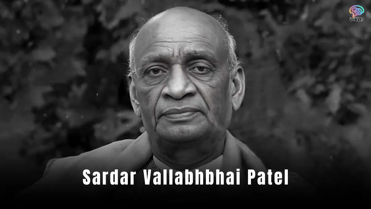 Sardar Vallabhbhai Patel: A historic black-and-white photo of a man in a turban and coat, standing with a resolute expression.
