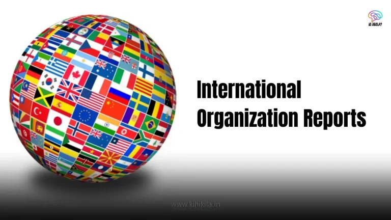 A globe covered with the national flags of various countries, next to the text "International Organization Reports