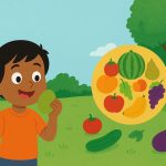 Nimai explores tasty fruits and veggies in every season—a fun guide for kids in A Colorful Journey Through Seasonal Foods.