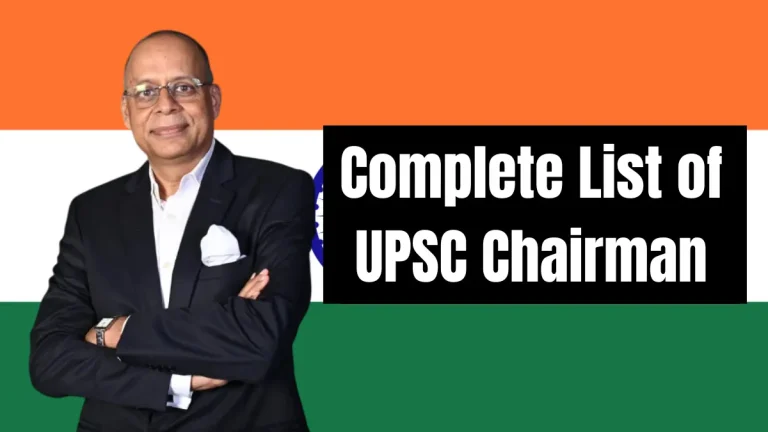 Complete List of UPSC Chairman for Static GK