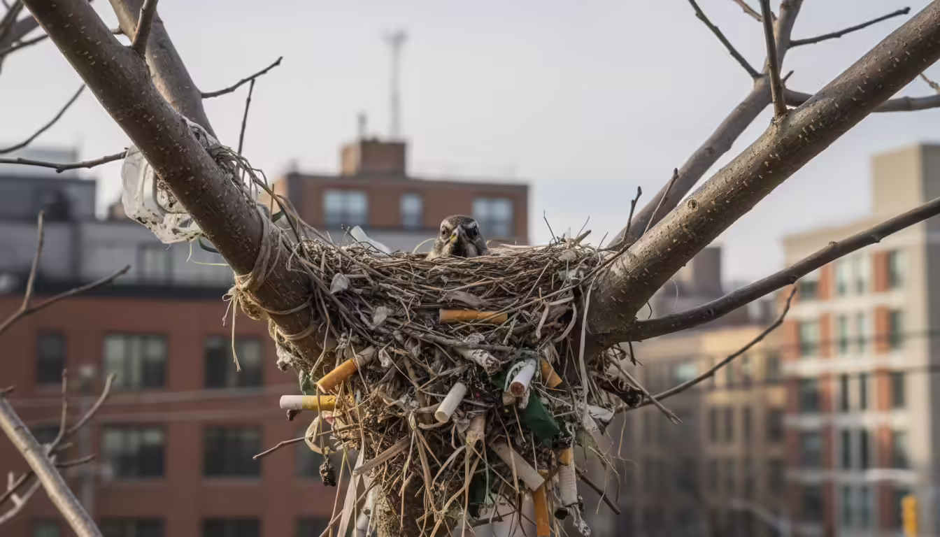 Birds Use Cigarette Butts