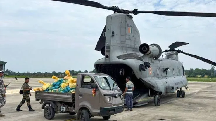 Flood Relief Helicopter Arunachal Pradesh Acts Fast CAPF Act Flood Relief Helicopter